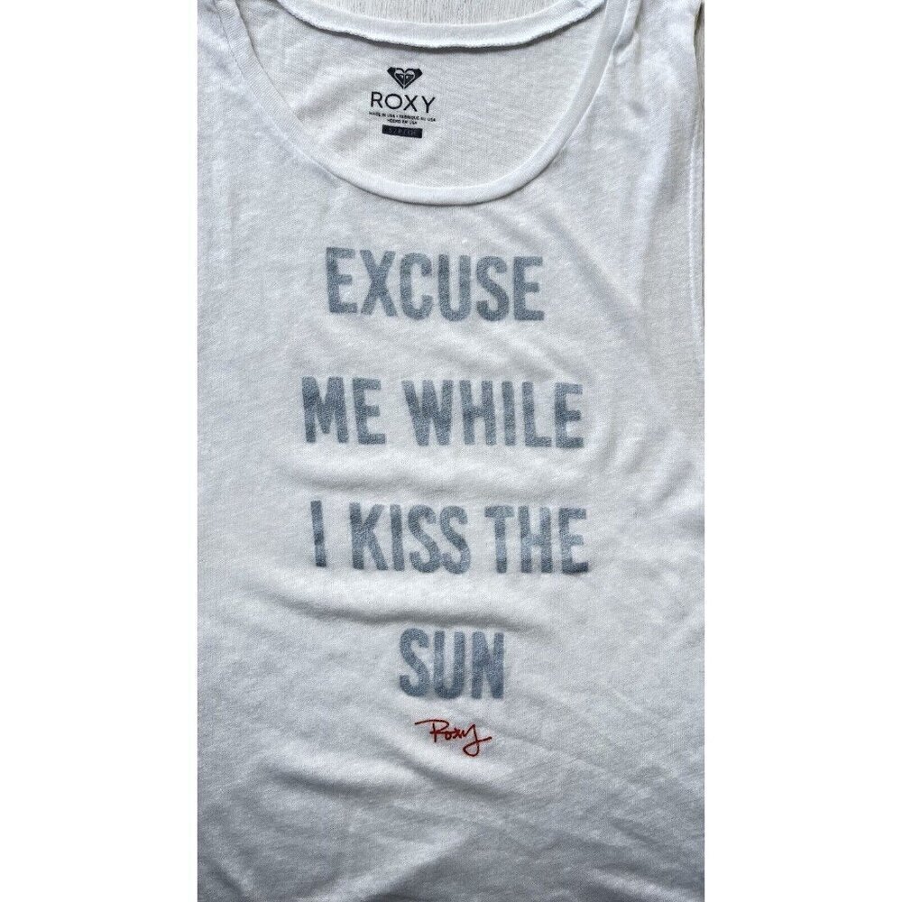 Roxy Kiss The Sun Muscle Tank Top White Graphic Sleeveless Women’s multi Size